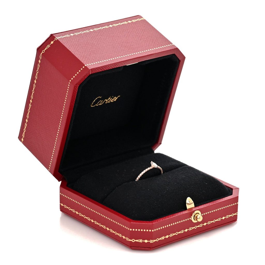 18K Pink Gold Diamond Etincelle De Cartier Pear Shaped Paved Ring 47 4