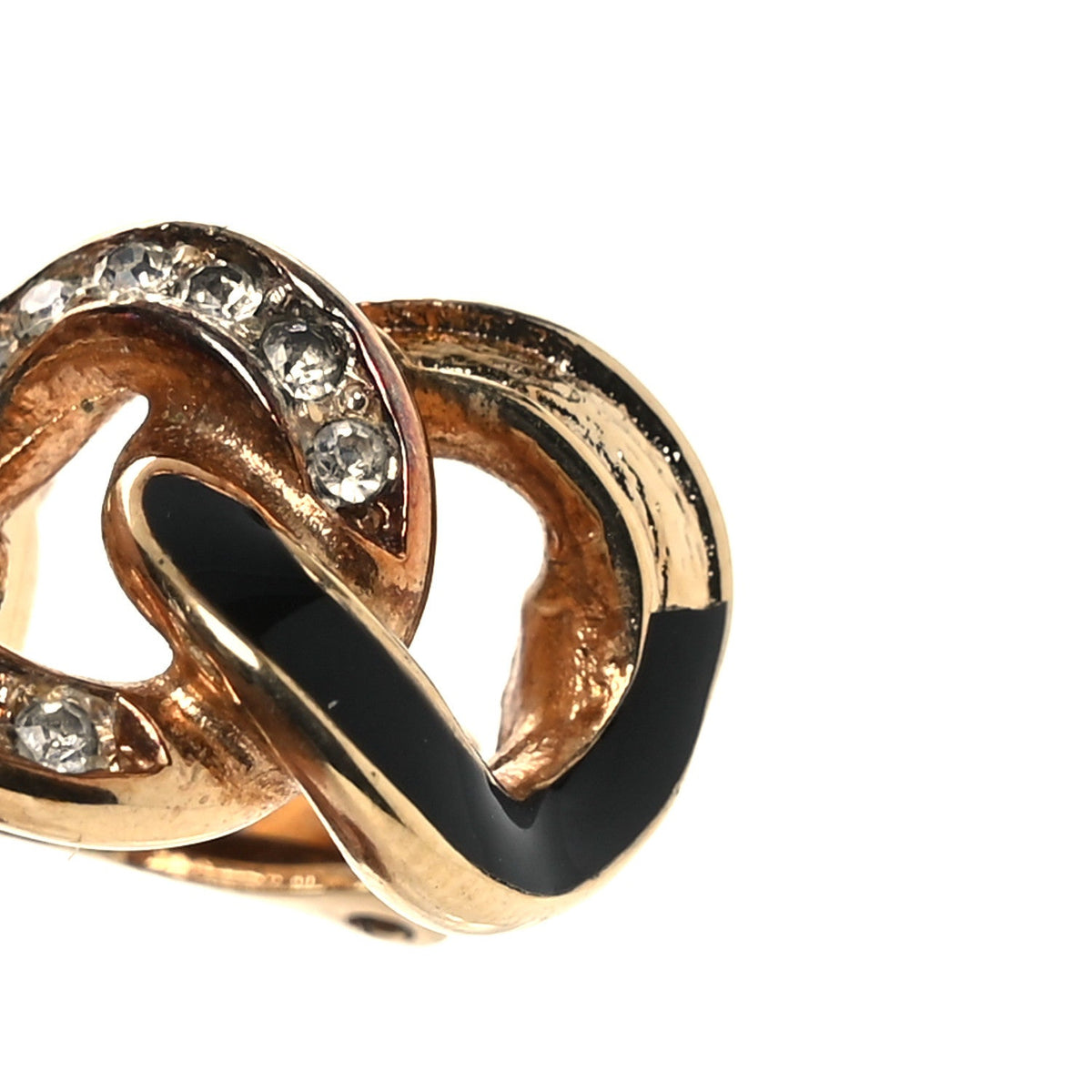 Crystal Enamel Chain Link Clip On Earrings Gold Black