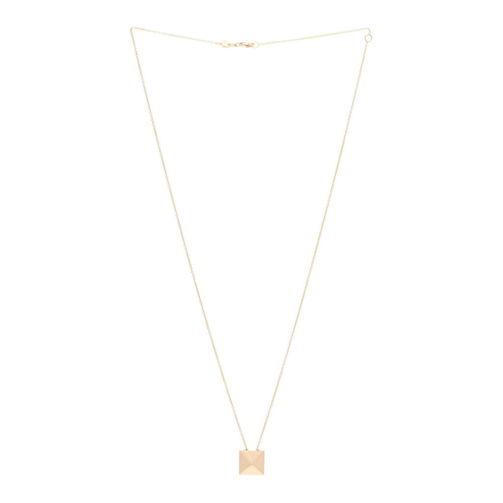18K Yellow Gold Pyramid Pendant Necklace