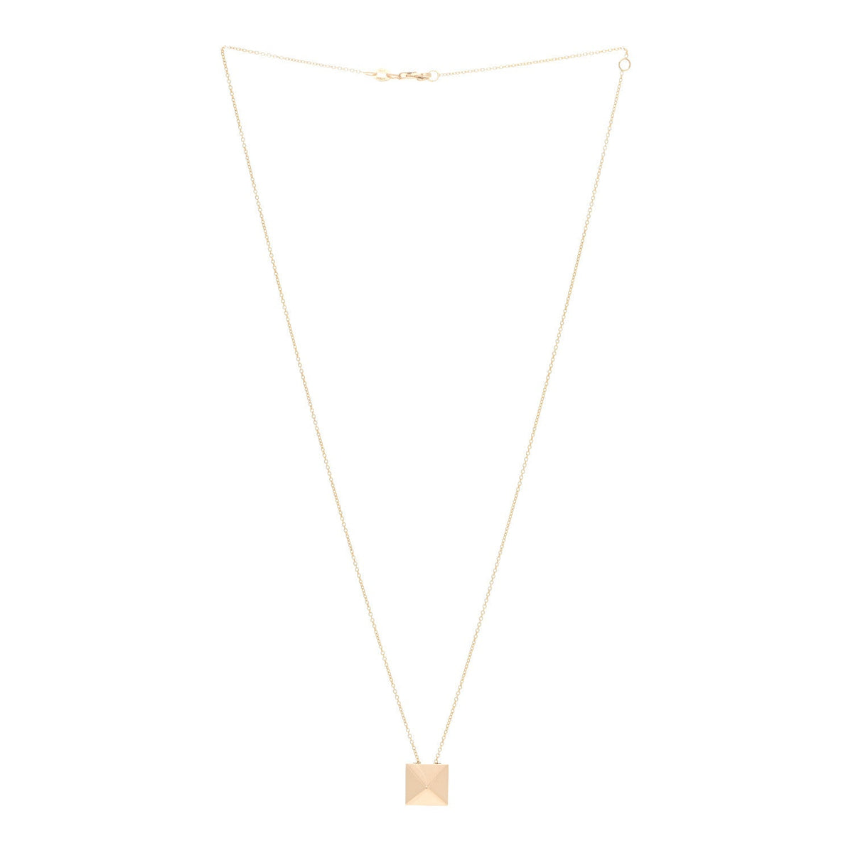 18K Yellow Gold Pyramid Pendant Necklace