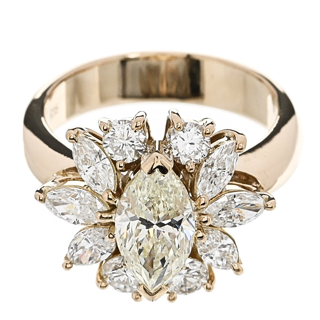 18K Yellow Gold Yellow Diamond 2.98ctw Flower Ring 53 6.25