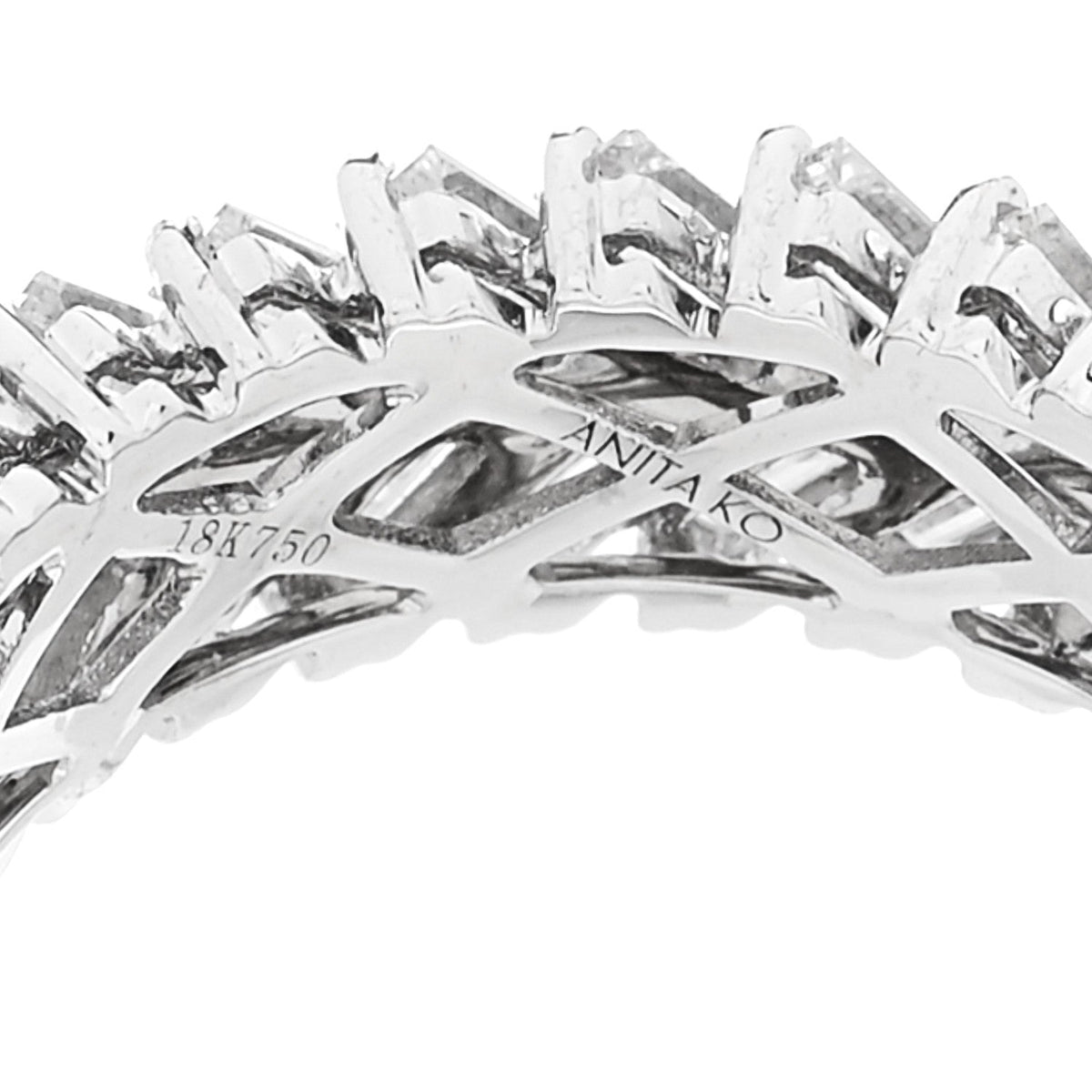 18K White Gold Diamond Zipper Ring 55 7.25