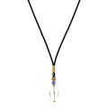 18K Yellow Gold Amethyst Rock Crystal Cord Pendant Necklace