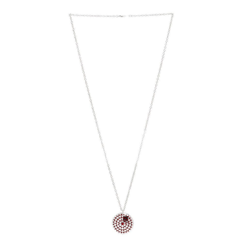 Sterling Silver Enamel Paloma Picasso Large Crown of Hearts Pendant Necklace Red