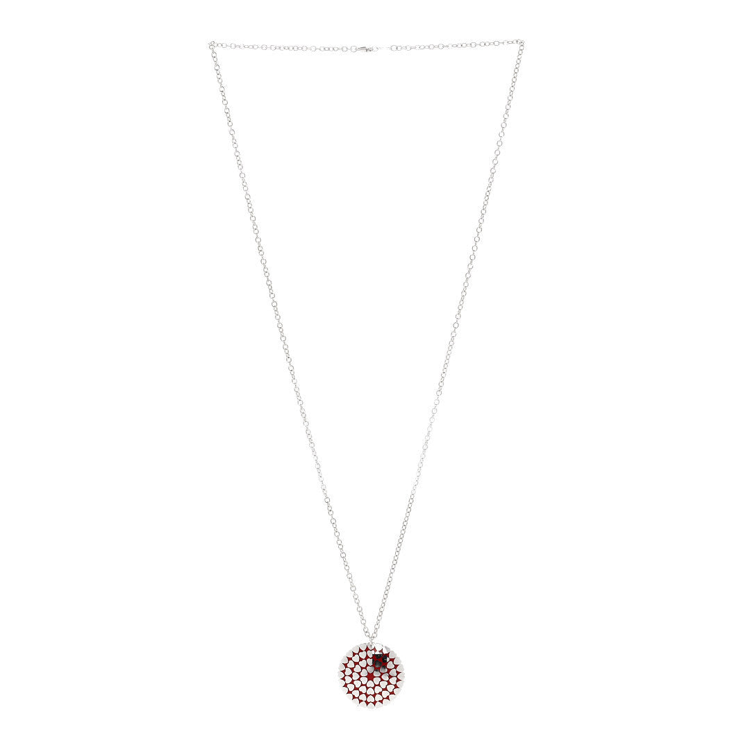 Sterling Silver Enamel Paloma Picasso Large Crown of Hearts Pendant Necklace Red