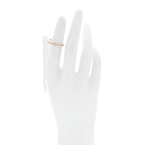 18K Rose Gold Diamond Lock Pave Ring 50 5.5