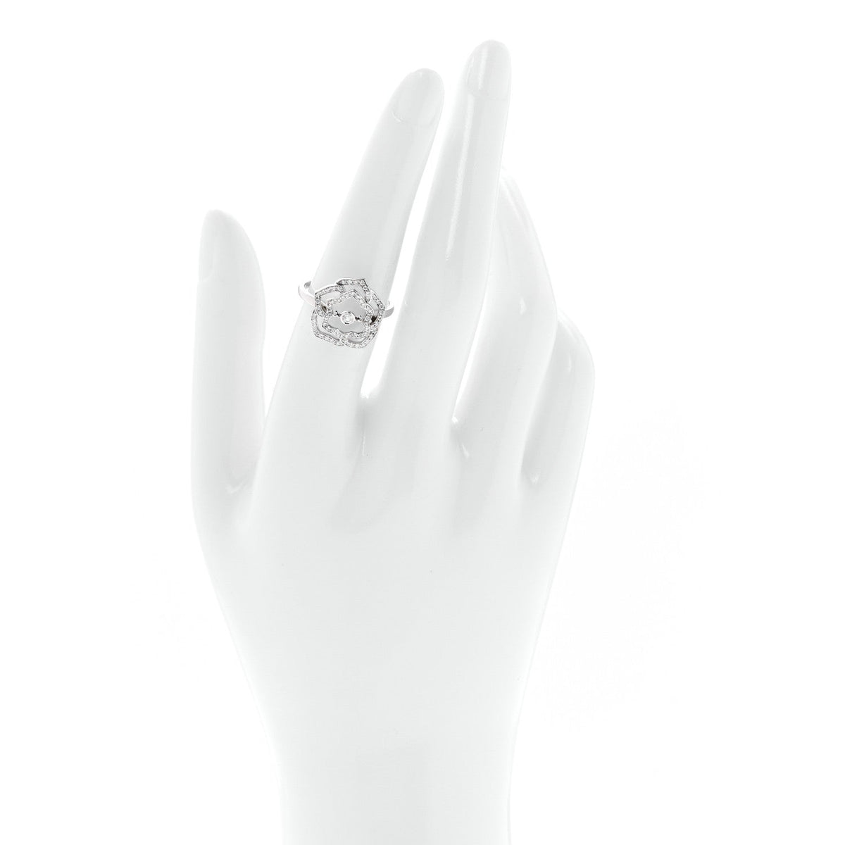 18K White Gold Diamond .24ct Rose Ring 55 7.25