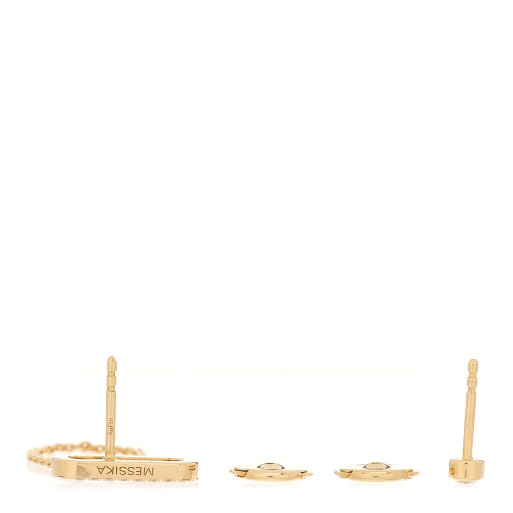 18K Yellow Gold Diamond Move Uno Chain and Stud Earrings
