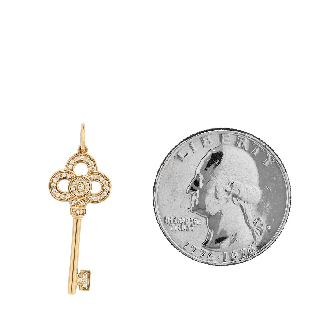 18K Yellow Gold Diamond Mini Crown Key Pendant