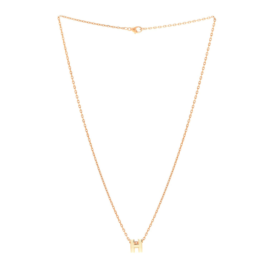 Lacquered Rose Gold Mini Pop H Pendant Necklace White