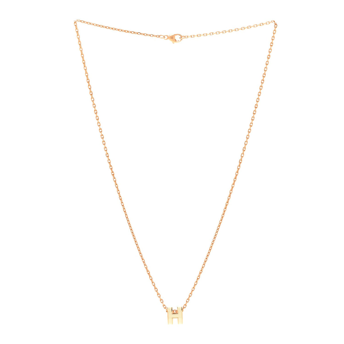 Lacquered Rose Gold Mini Pop H Pendant Necklace White