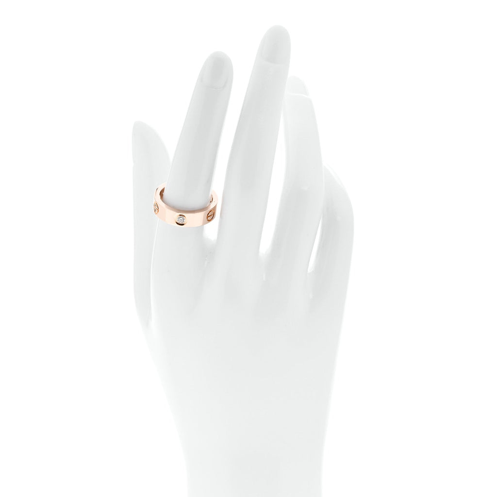 18K Pink Gold 3 Diamond LOVE Ring 55 7.25