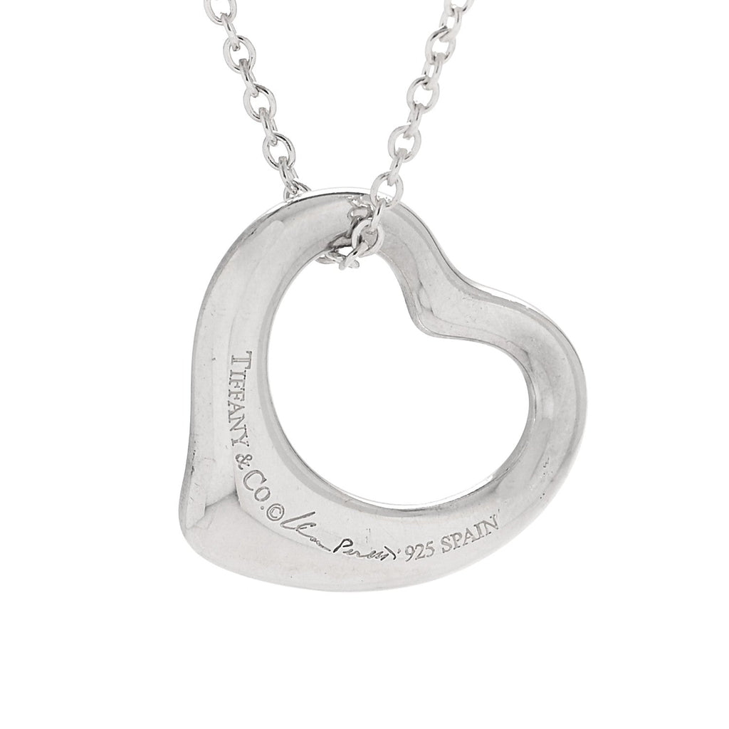 Sterling Silver 16mm Elsa Peretti Open Heart Pendant Necklace