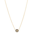 18K Yellow Gold Diamond Lapis Lazuli Rose Des Vents Necklace