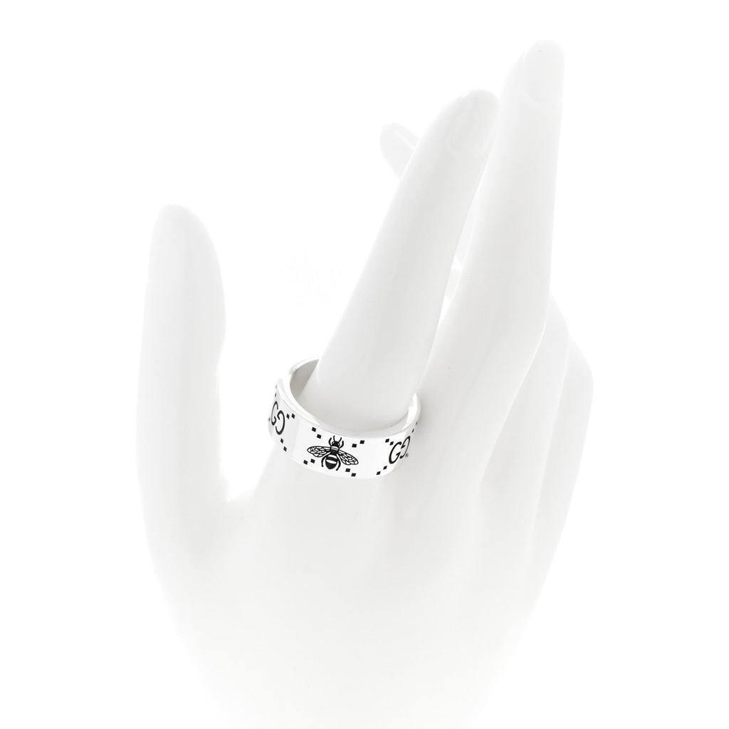 Sterling Silver GG Bee Band Ring 65 11