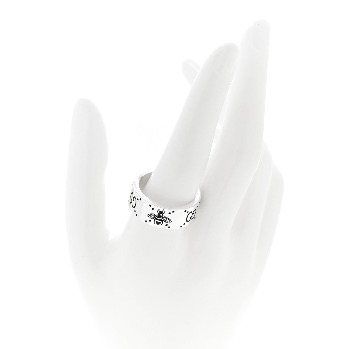 Sterling Silver GG Bee Band Ring 65 11
