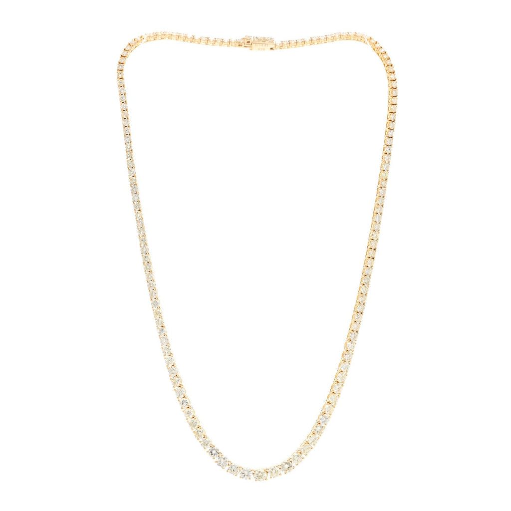 18K Yellow Gold Diamond 14.41ctw Tennis Necklace