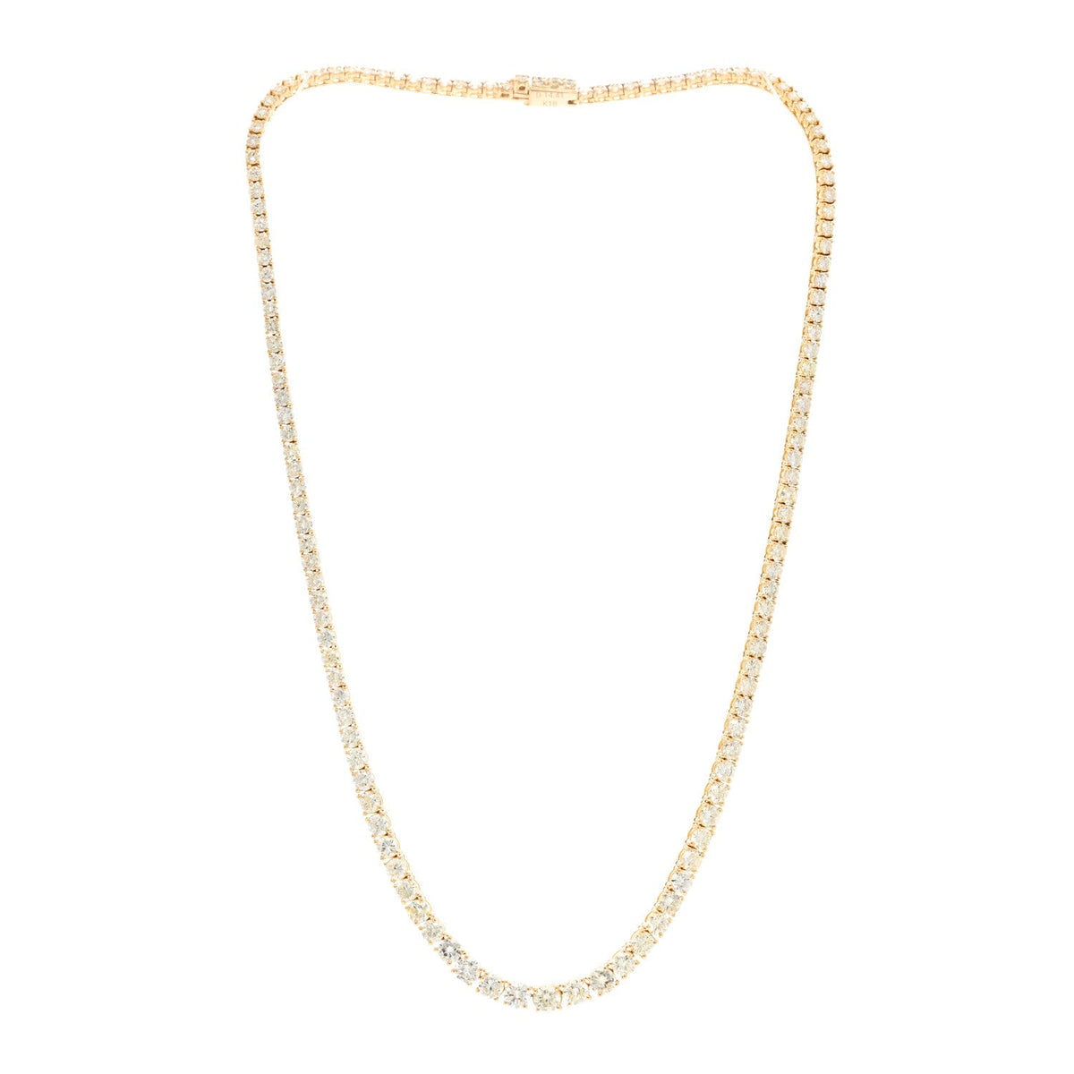 18K Yellow Gold Diamond 14.41ctw Tennis Necklace