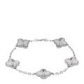 18K White Gold 5 Motifs Guilloche Vintage Alhambra Bracelet