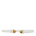 Sterling Silver Diamond Citrine 6mm Cable Flex Bracelet