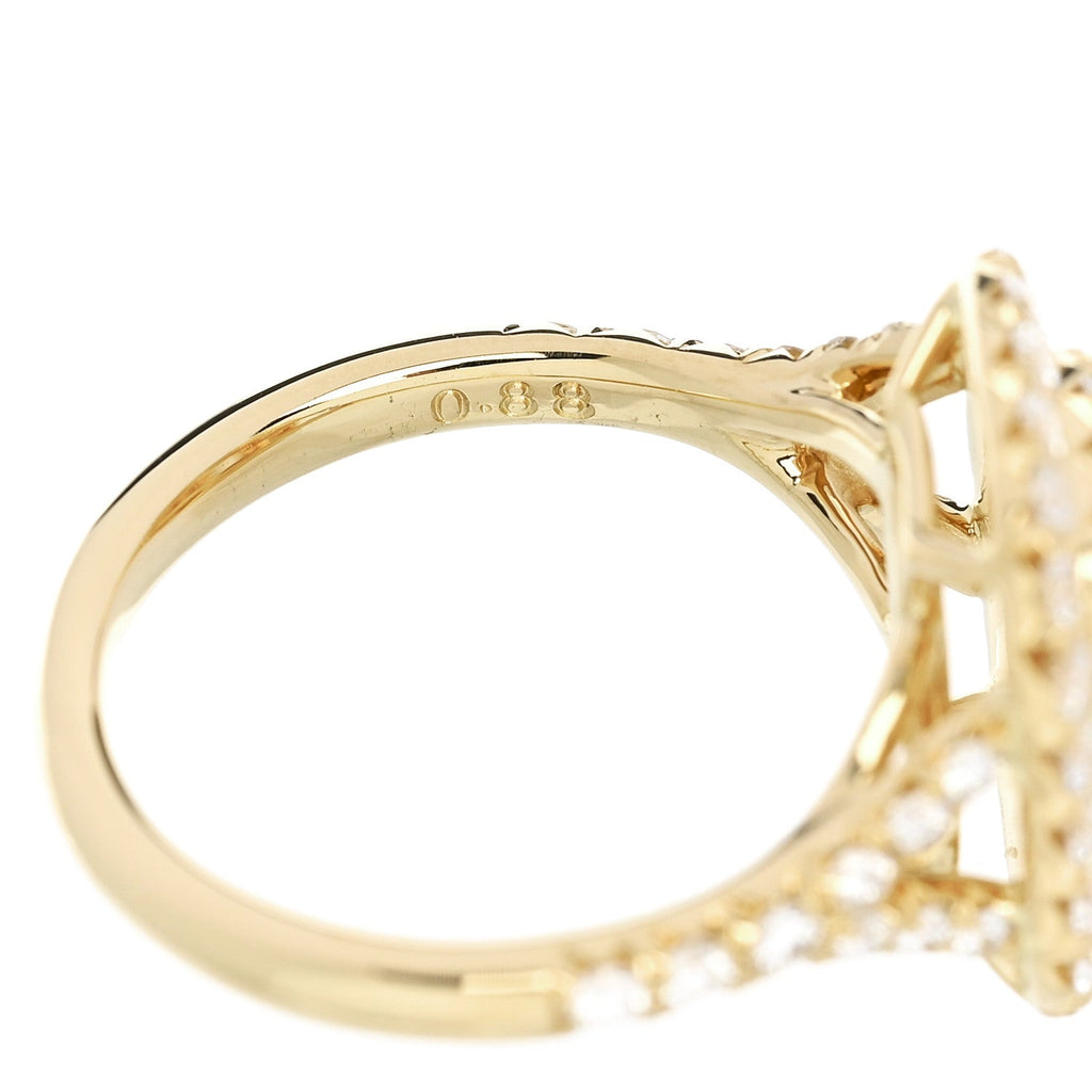 18K Yellow Gold Diamond 1.29ct Emerald Cut Double Halo Pave Engagement Ring 50 5.25
