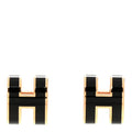 Gold Lacquered Pop H Earrings Black