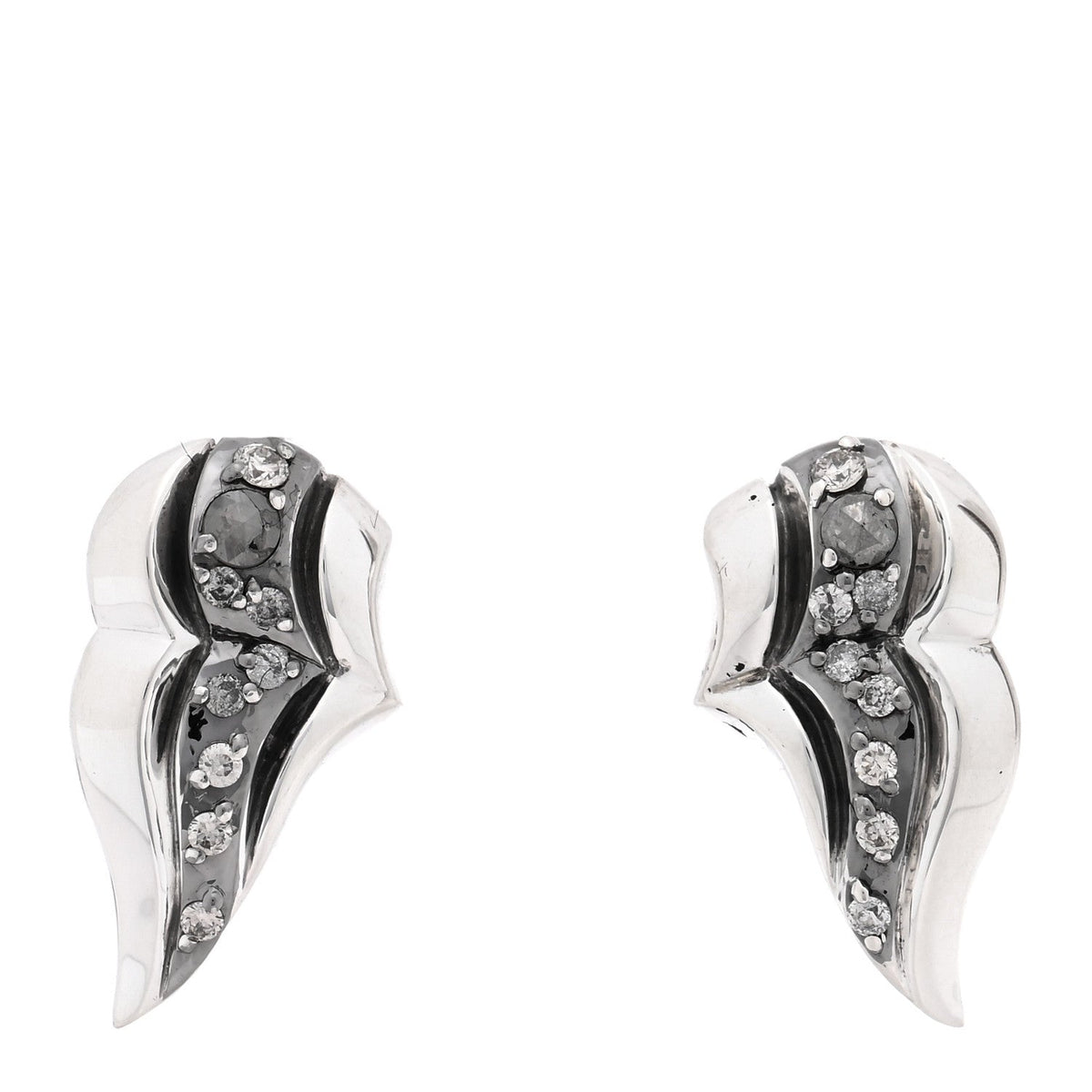 Sterling Silver Diamond Lahar Wing Stud Earrings
