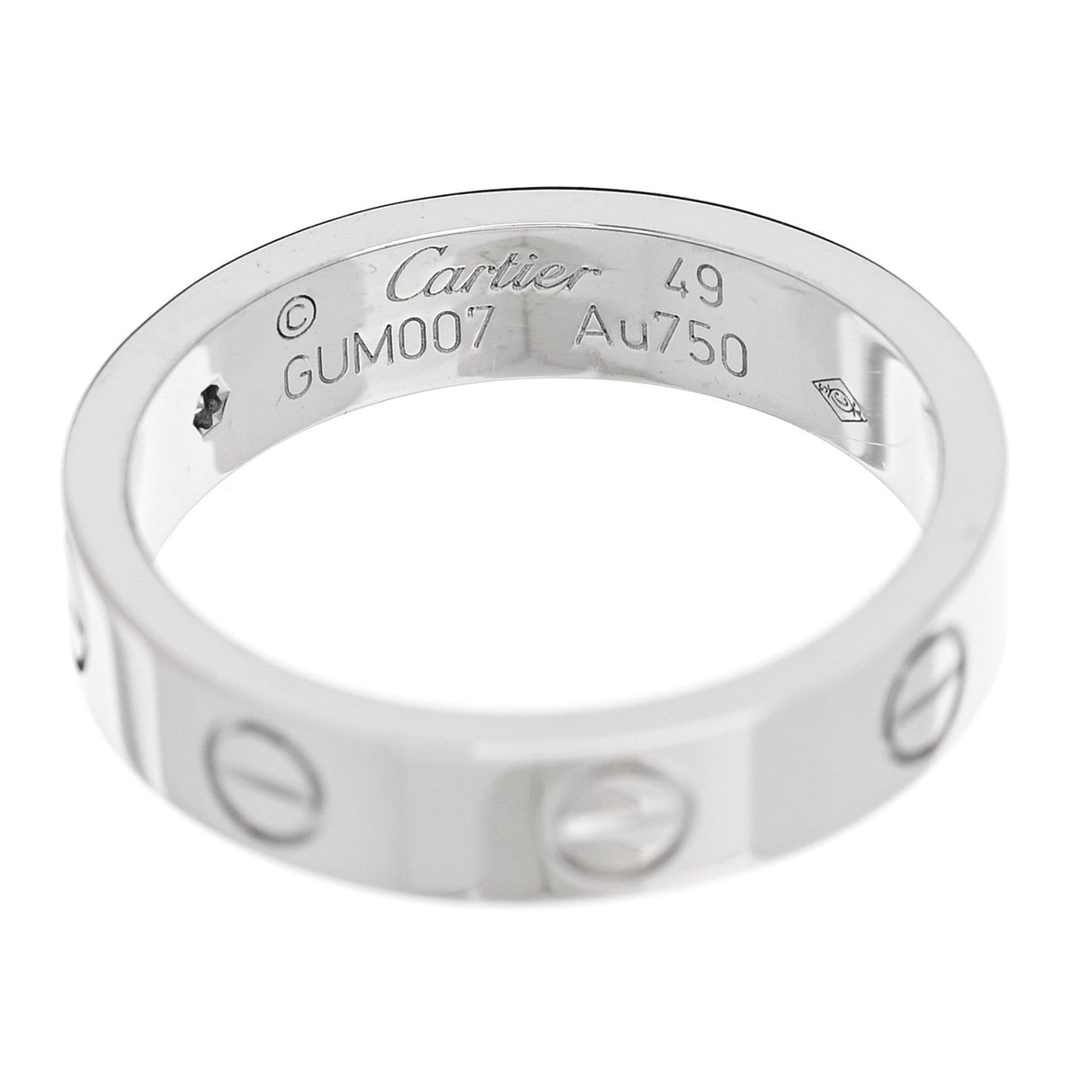 18K White Gold Diamond 4mm LOVE Wedding Band Ring 49 4.75