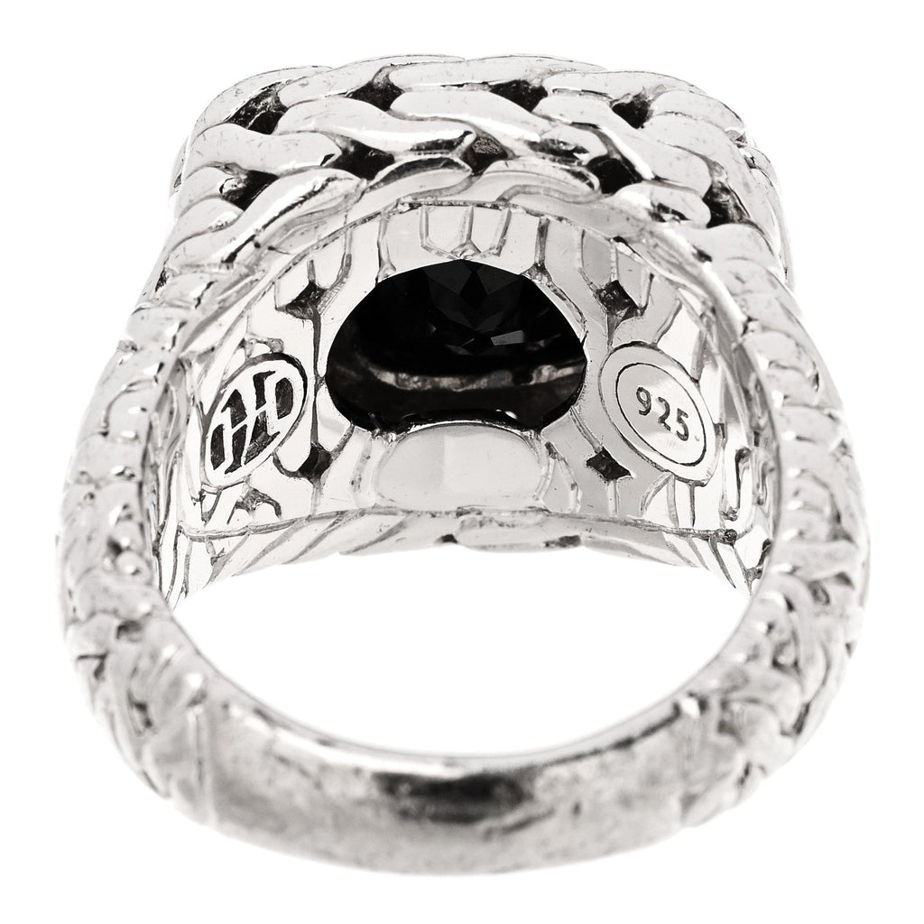 Sterling Silver Black Garnet Diamond Classic Chain Ring 52 6