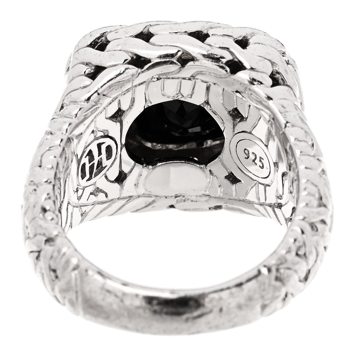 Sterling Silver Black Garnet Diamond Classic Chain Ring 52 6