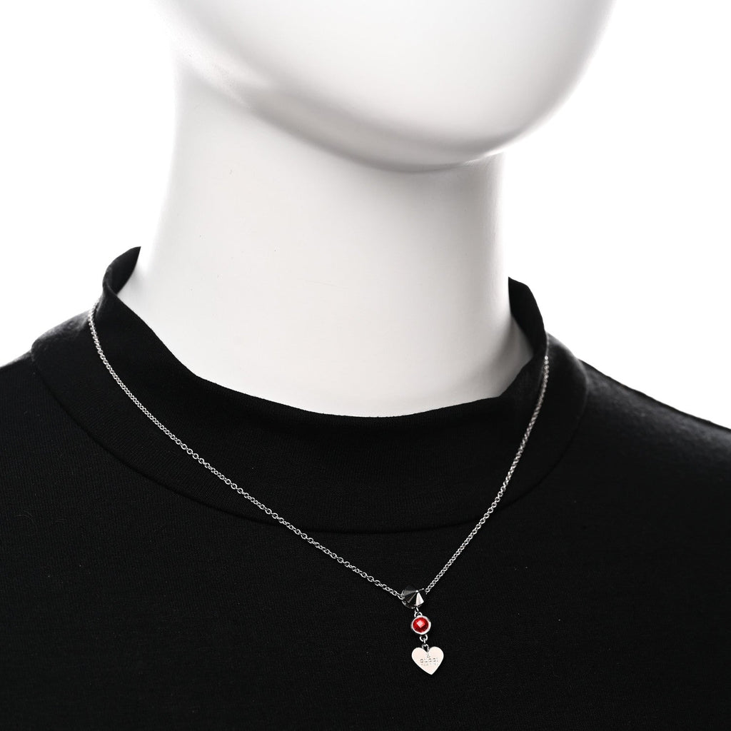 Sterling Silver Crystal Trademark Heart Pendant Necklace Red