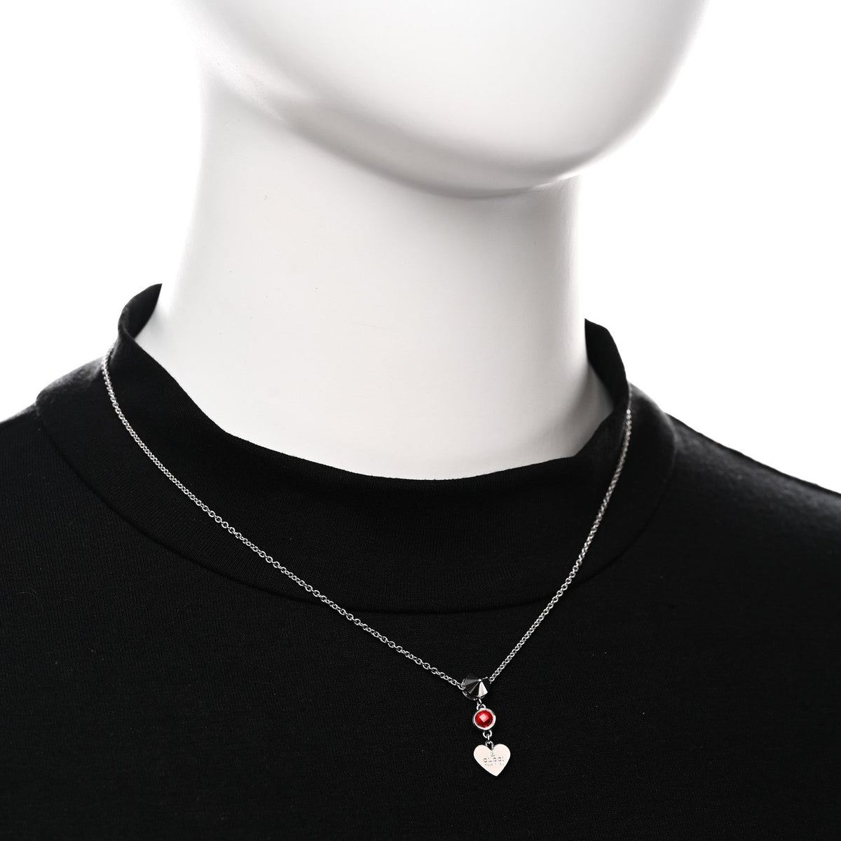 Sterling Silver Crystal Trademark Heart Pendant Necklace Red
