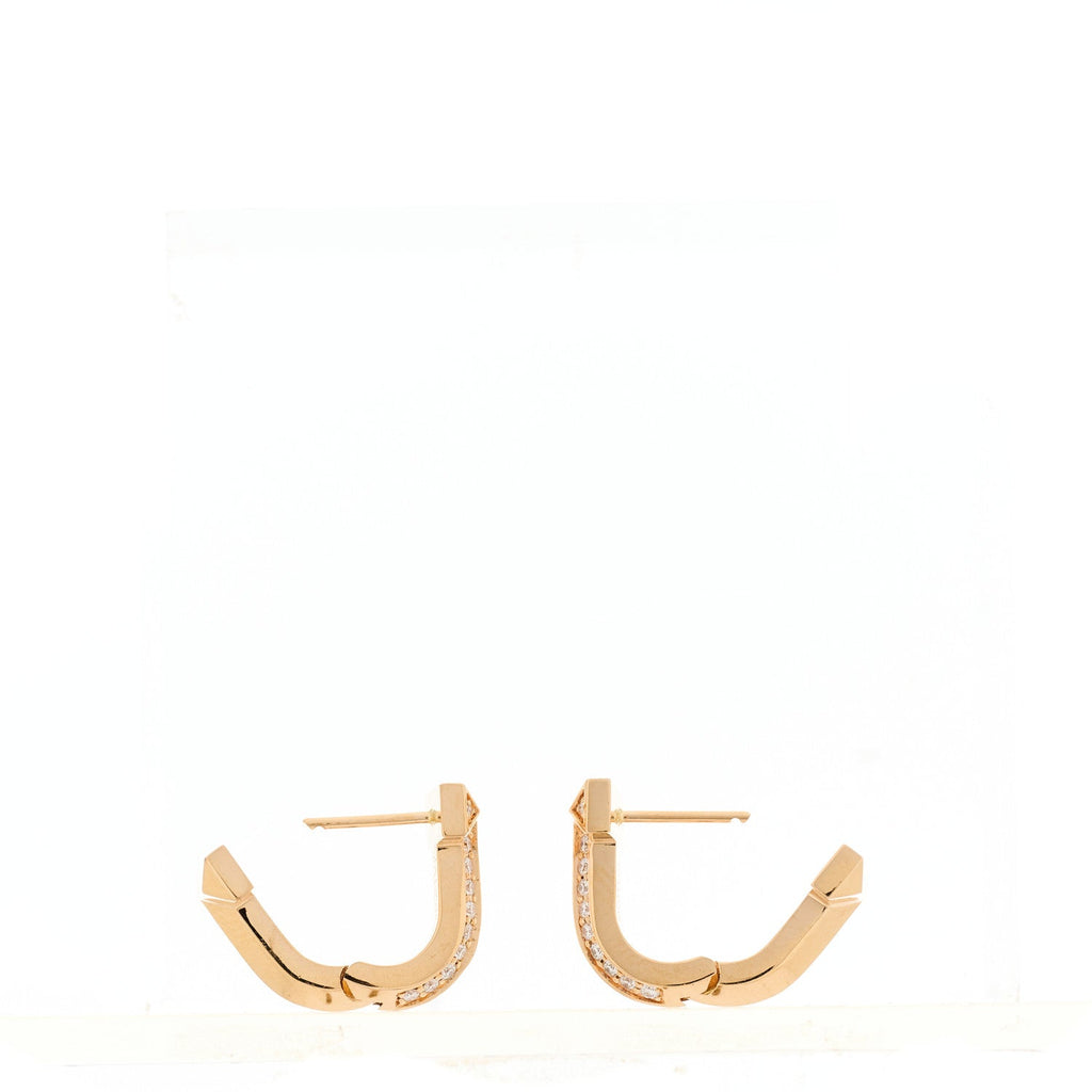 18K Rose Gold Diamond T1 Half Pave Huggie Earrings