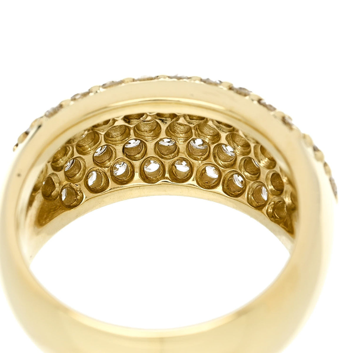 18K Yellow Gold Diamond 1.68ctw Five Row Ring 53 6.5