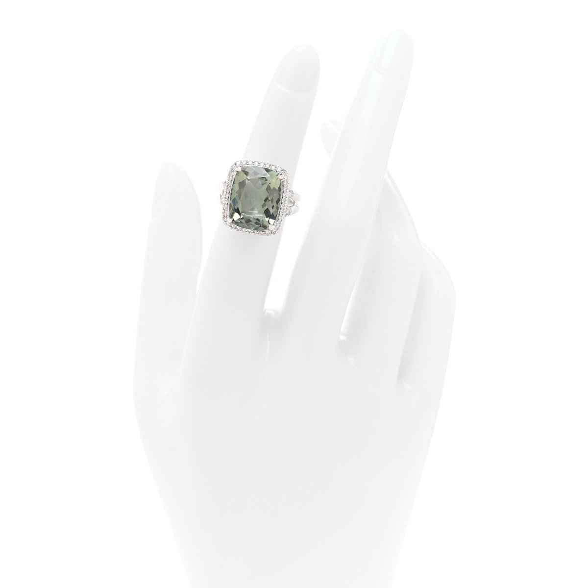 Sterling Silver Prasiolite Diamond Classic Chain Magic Ring 49 5