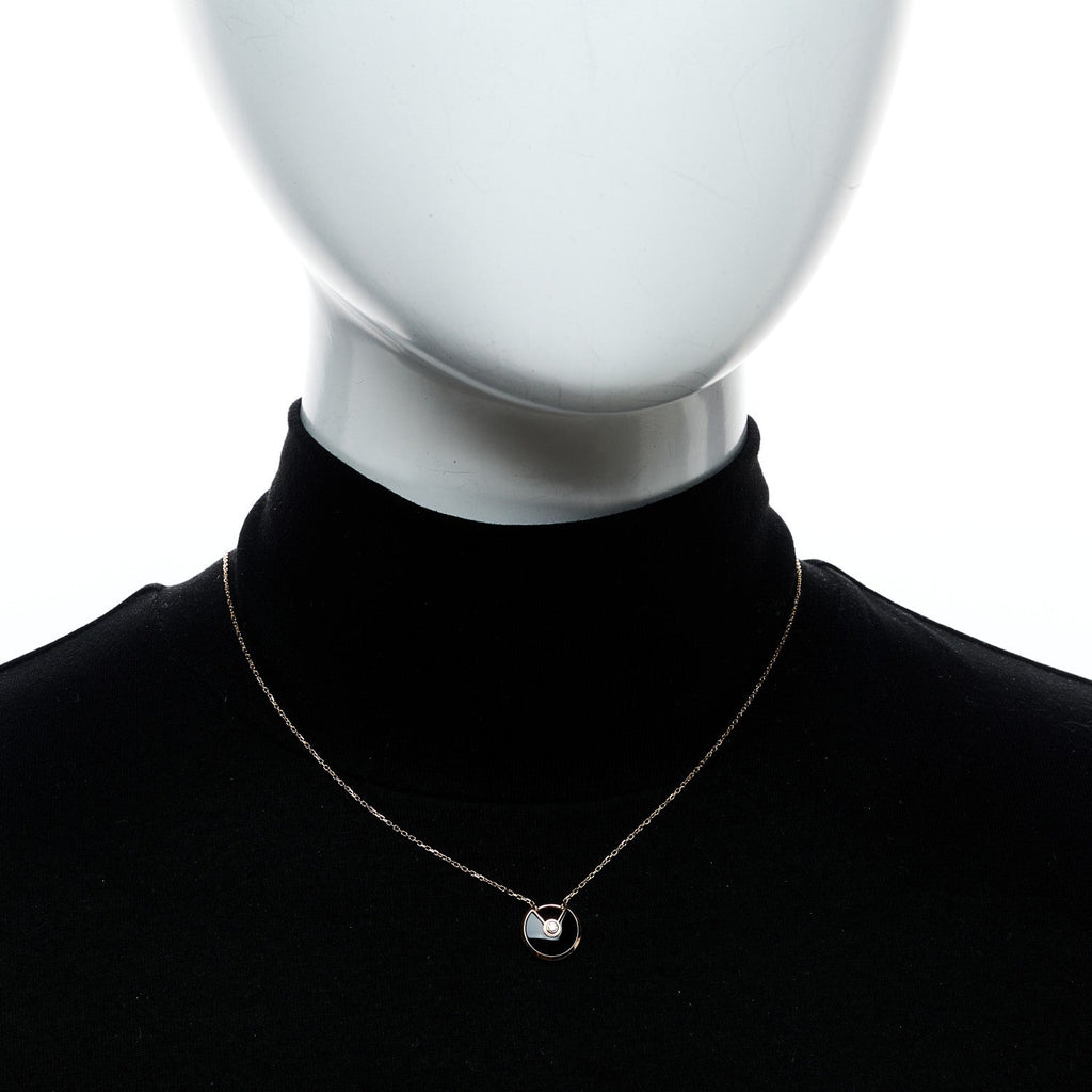 18K Pink Gold Diamond Black Onyx XS Amulette de Cartier Pendant Necklace