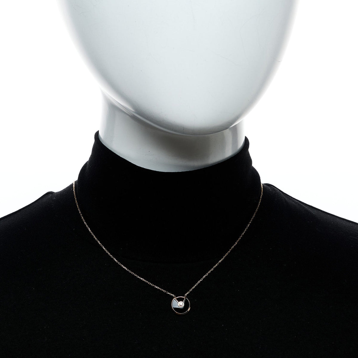 18K Pink Gold Diamond Black Onyx XS Amulette de Cartier Pendant Necklace