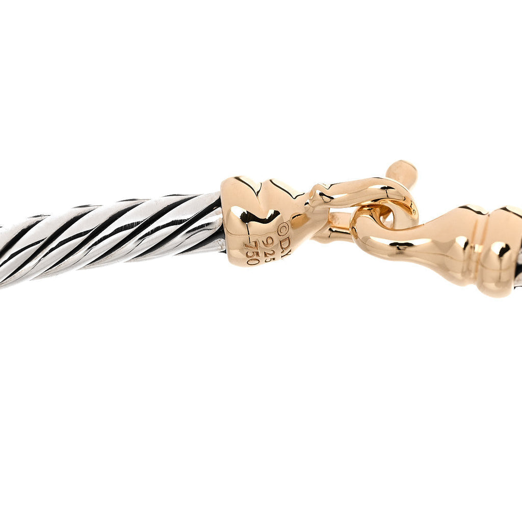 Sterling Silver 18K Yellow Gold 3mm Cable Buckle Bracelet