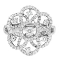 18K White Gold Diamond 1.24ctw Flower Ring 59 8.75