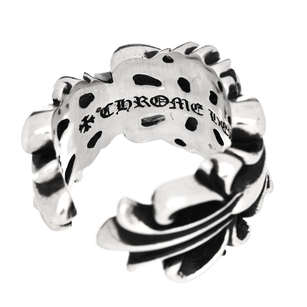 Sterling Silver Double Floral Cross Ring 54 7