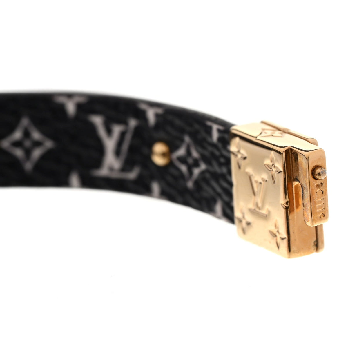 Monogram LV Crafty Reversible Bracelet 17 Black Cream Red
