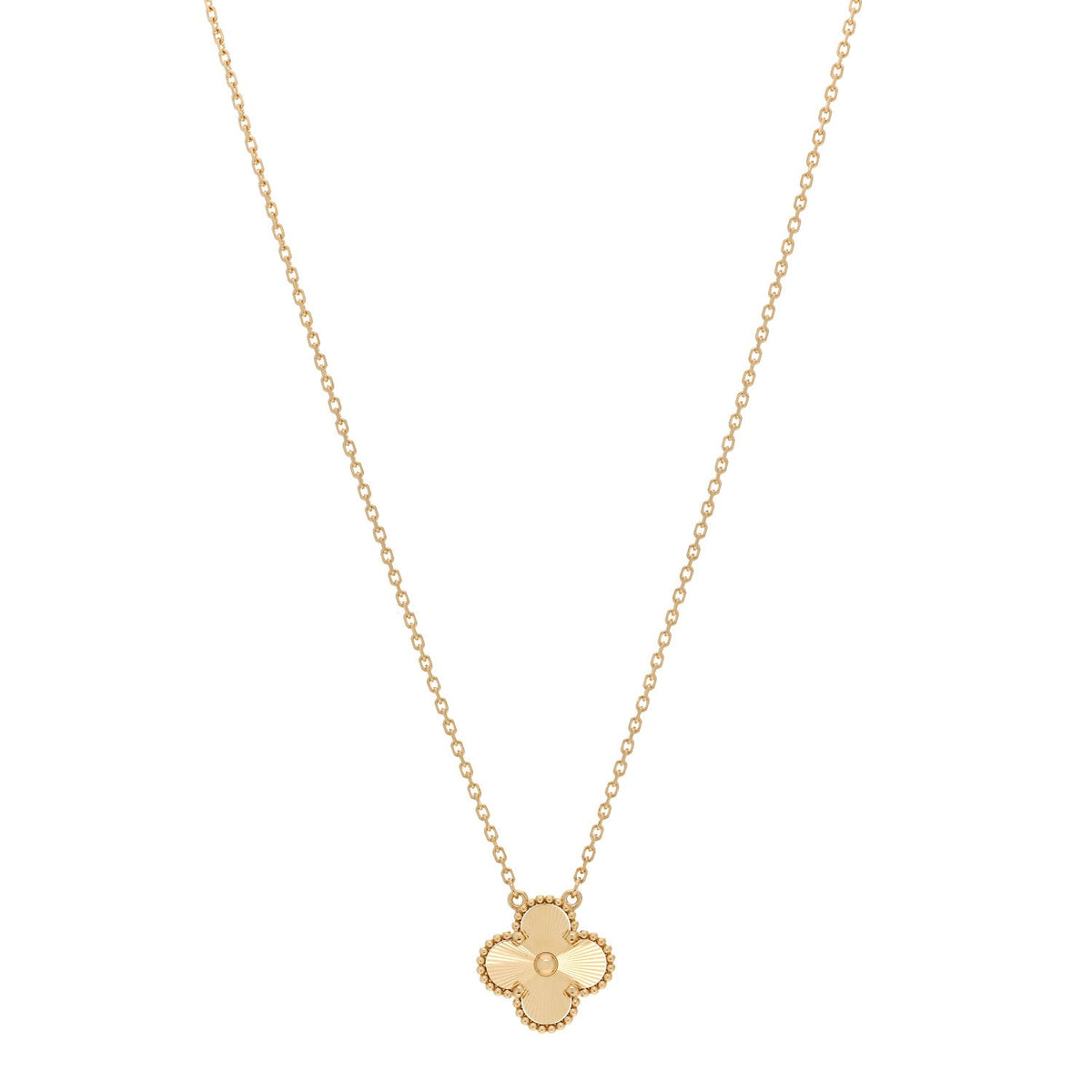 18K Yellow Gold Guilloche Vintage Alhambra Pendant Necklace