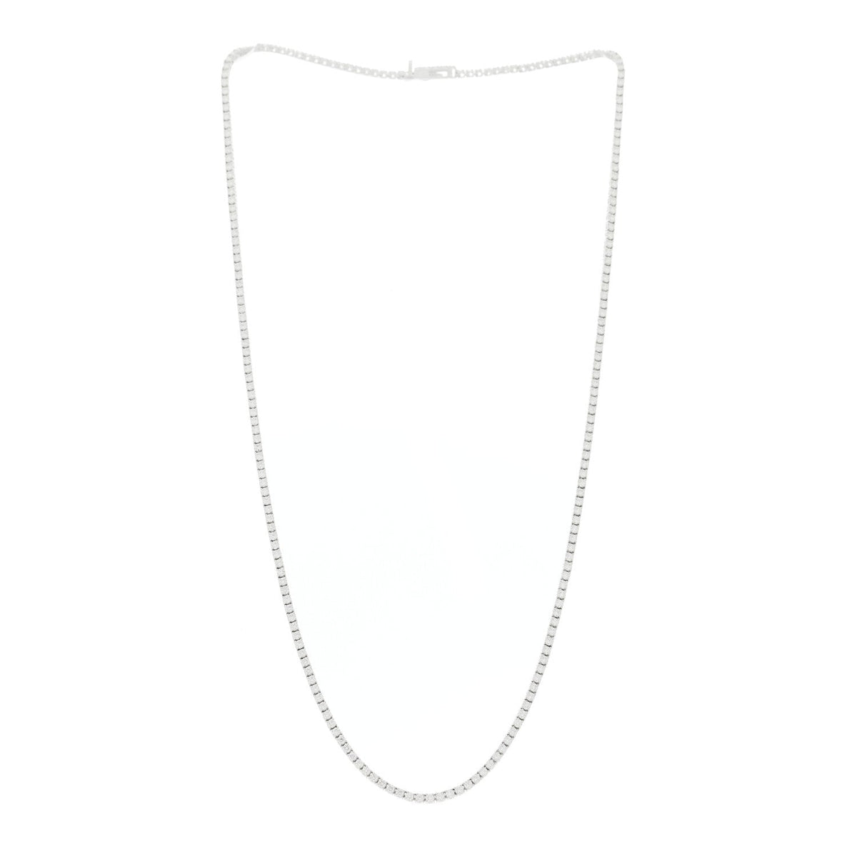 14K White Gold Diamond 3.90ctw Tennis Necklace