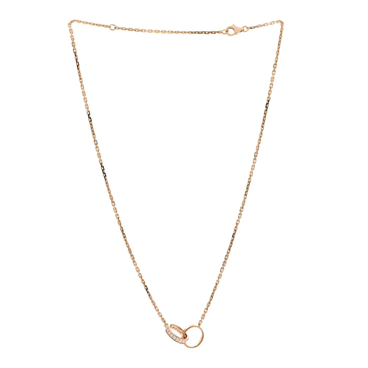 18K Pink Gold Diamond Interlocking LOVE Necklace