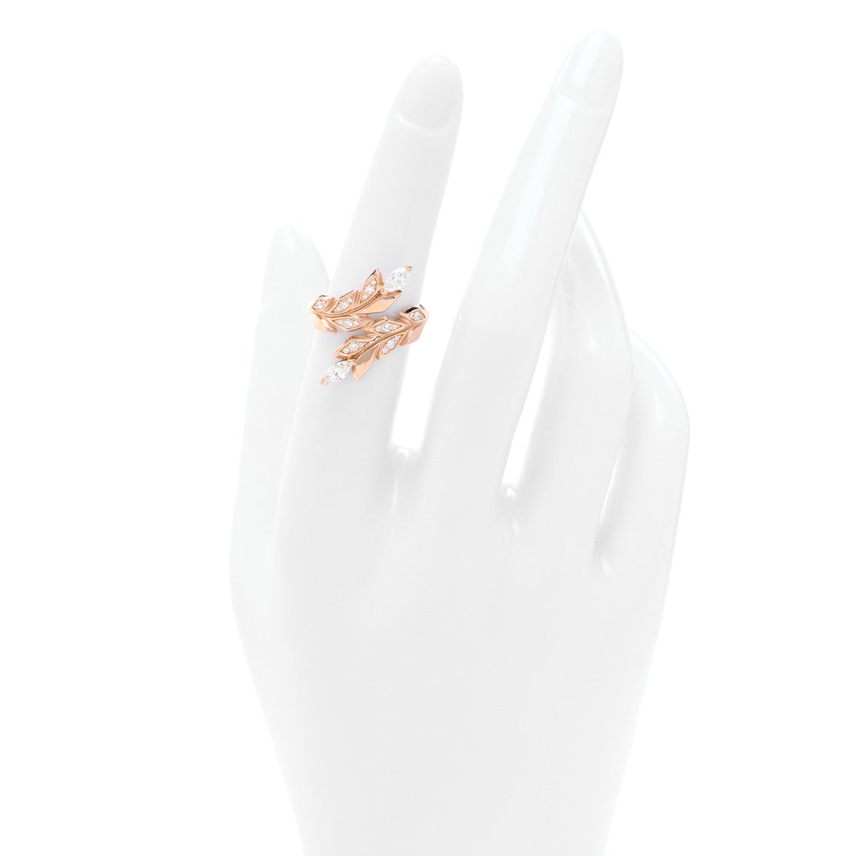 18K Rose Gold Diamond Victoria Vine Bypass Ring 52 6