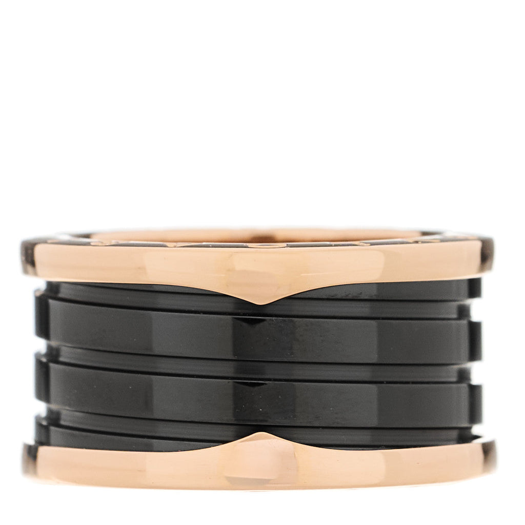 18K Rose Gold Black Ceramic B.Zero1 Four-Band Ring 57 8