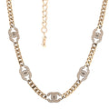 Crystal Chain CC Necklace Gold Silver