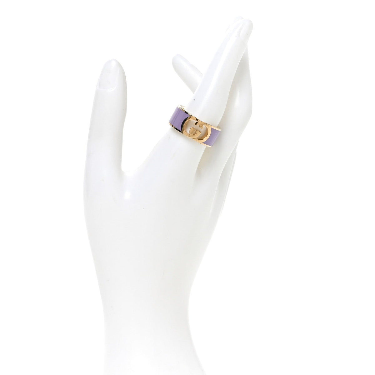 Metal Enamel Interlocking G Ring Gold Purple