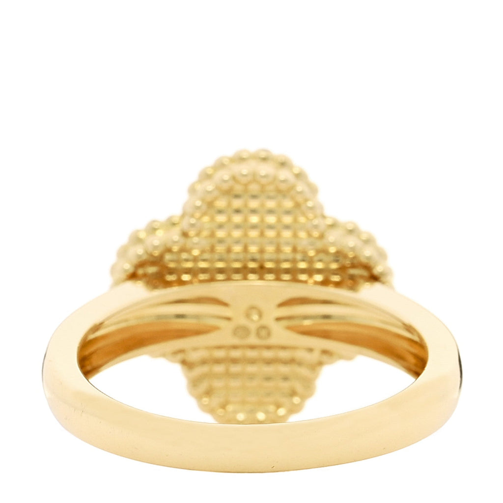 18K Yellow Gold Diamond Mother of Pearl Vintage Alhambra Ring 54 6.75