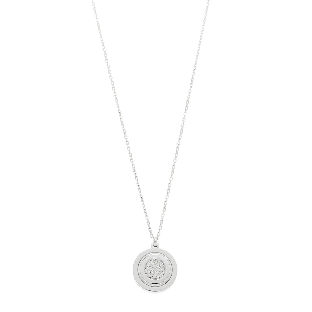 18K White Gold Diamond Orbital Pendant Necklace